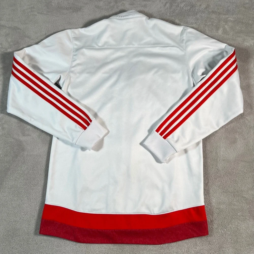 Adidas Flamengo Soccer Track Jacket Men's Small White Red CRF Full Zip Soccer